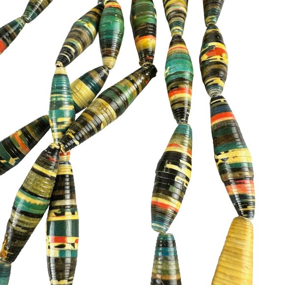 Handmade Multicolor Beaded 27" Necklace 6-Strand Eco-Friendly African-Inspired - Picture 2 of 4